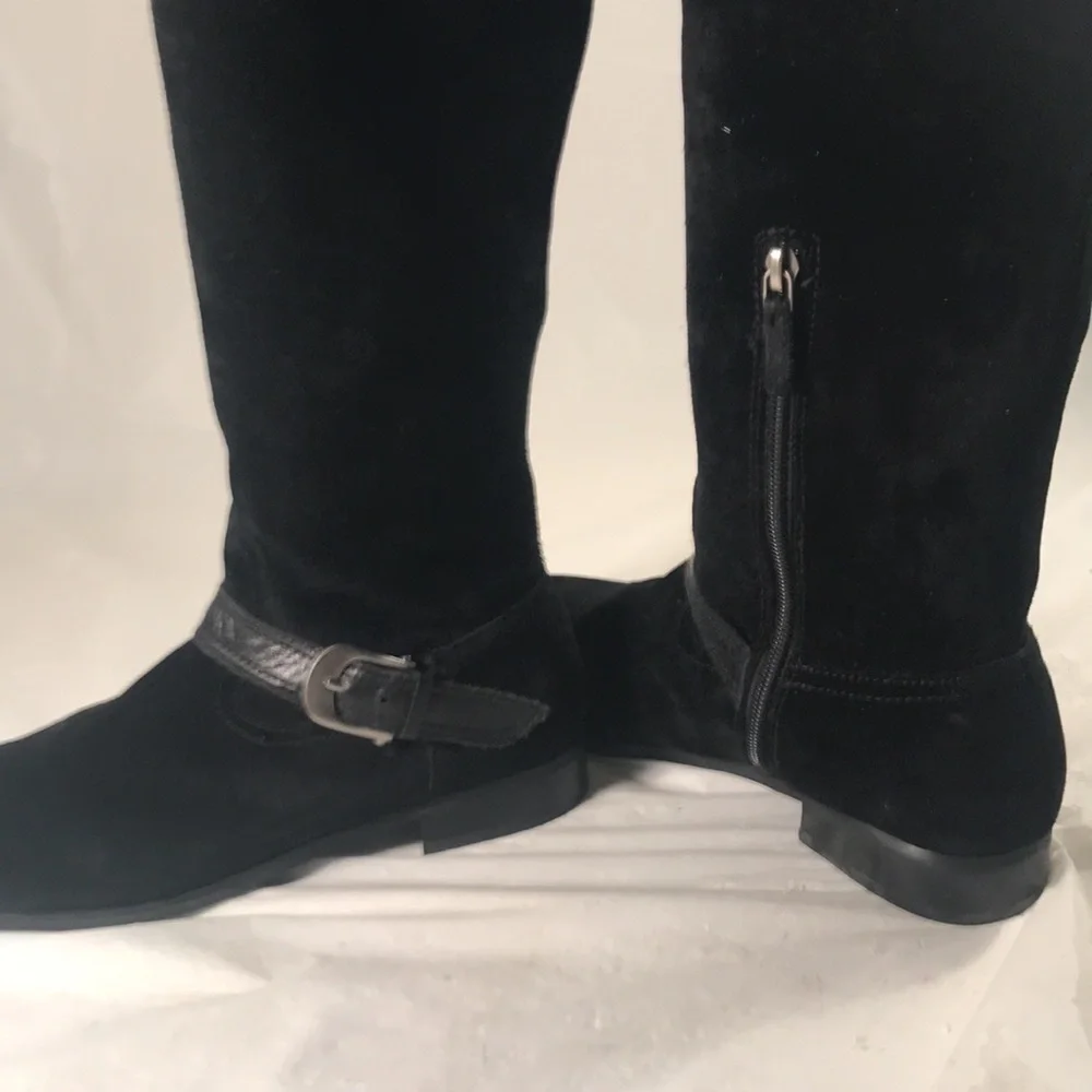 Womens Franco Sarto L-Tech Black Suede Over The Knee Moto Witchy Goth style Boot